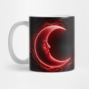 Glowing red crescent moon Mug